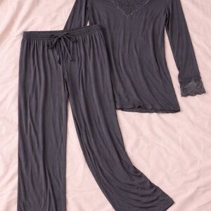 HANRO Charcoal Lace Pajama Top